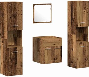 vidaXL Set de mobilier pentru baie 4 pcs Lemn Vechi Lemn compozit