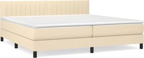 vidaXL Pat box spring cu saltea, crem, 200x200 cm, textil
