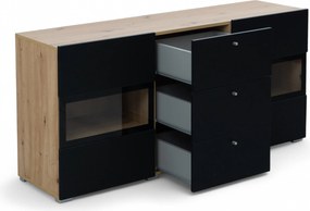 Comodă Baros 26 132 cm - stejar artizanal / negru mat