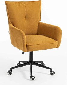 HR250K Scaun Catifea Reiată Premium Ruloare Curry Galben Bază Neagră