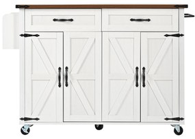 Insulă de bucătărie cu blat rabatabil, Alb | Aosom Romania