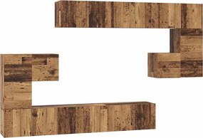 vidaXL Set comodă TV Pe perete 10 pcs Lemn Vechi Lemn compozit