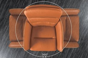 Scaun de bar pivotant Big George, microfibra/ piele coniac