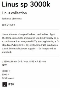 Lustra LED suspendata liniara modulara LINUS SP 3000K WH