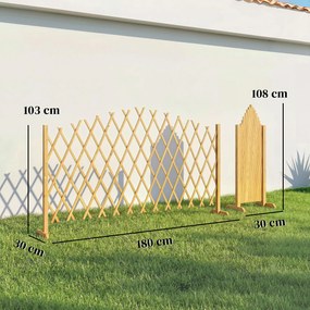 Outsunny Set de 2 panouri extensibile de gard pentru grădină exterioară din lemn pentru decor terasă 180x30x103 cm Natural | Aosom Romania