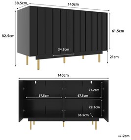 Dulap minimalist pentru sufragerie, Negru | Aosom Romania
