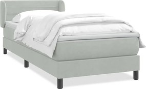 vidaXL Pat box spring cu saltea, gri deschis, 80x220 cm, catifea