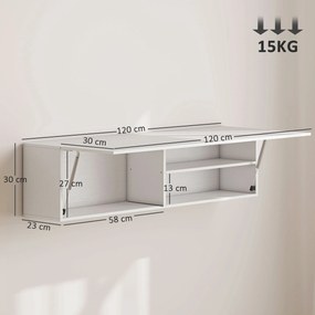 HOMCOM Dulap de Baie Montat pe Perete, Dulap Suspendat Modern cu Ușă Soft Close, 2 Compartimente și Raft Reglabil, pentru Living și Hol, Economisire Spațiu, 120x23x30 cm, Alb | Aosom Romania