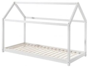 Pat Căsuță , Alb, 90 x 200 cm (Pin Masiv) – CABANE – Vipack