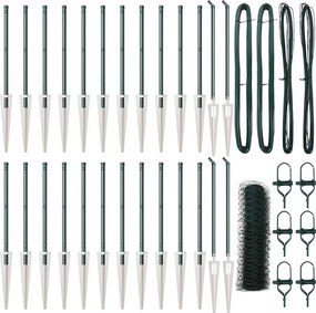 vidaXL Stâlp de gard. Verde 50 x 0,5 m (plasă de 50 mm) Oțel și PVC