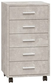 342672 vidaXL Dulap cu sertare și roți, gri beton, lemn prelucrat