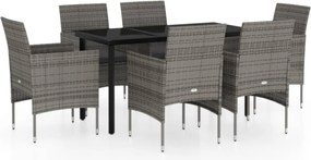 vidaXL Set de servit masa pentru grădină, 7 piese, gri și negru