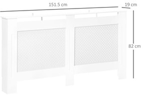 HOMCOM Mască pentru Calorifer din Lemn MDF cu Raft Superior, 151,5x82x19 cm, Alb | Aosom Romania