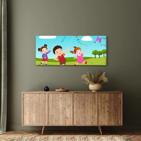 Tablou - Copii cu zmeu (120x50 cm)