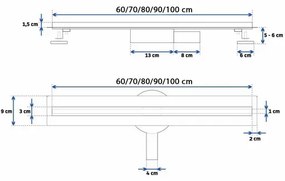 Set rigola pentru dus plus capac 50 cm Rea Neo Slim Pro Inox