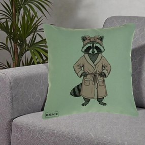 Perna Decorativa Albinuta Kawaii Vesela, 40x40 cm, Verde, Husa Detasabila, Perna Inclusa, BEKZ®