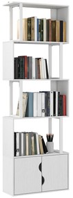 HOMCOM Bibliotecă Modernă cu 5 Rafturi și Dulăpior cu 2 Uși din Lemn Alb | Aosom Romania