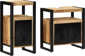 vidaXL Set de mobilier pentru baie 2 pcs Lemn de mango solid și brut