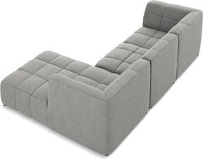 Colțar gri cu tapițerie din țesătură bouclé (cu colț pe partea dreaptă/cu șezlong) Aloha – Makamii