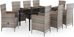 vidaXL Set mobilier pentru grădină, cu perne, 9 piese, gri