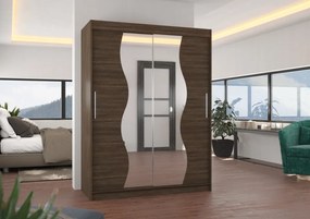 Dulap cu usi glisante si oglinda 150x200 cm, Renzo, ADRK Furniture (Culoare: Alb)