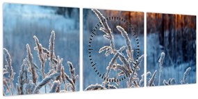 Tablou - Pajiște de iarnă (cu ceas) (90x30 cm)