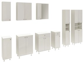 Corp Baie Zaria, 1 Sertar, 1 Usa, Alb lucios/Alb, MDF, L 30 x l 35 x H 85 cm