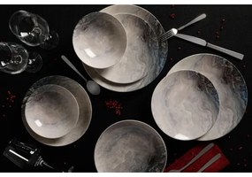 Set de veselă, 24 piese, porțelan, maro