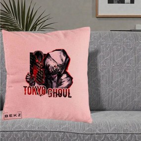 Perna Personalizata Tokyo Ghoul Ken Kaneki Anime, 40x40 cm, Roz, Husa Detasabila, Perna Inclusa, BEKZ®