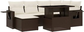 vidaXL Set canapele de grădină cu perne, 7 piese, maro, poliratan