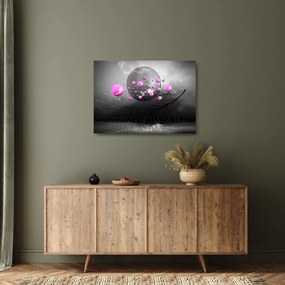 Tablou pe sticlă cu bile roz (70x50 cm)