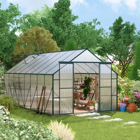 Outsunny Seră din Aluminiu, Seră de Grădină din Policarbonat pentru Plante, Legume, Fructe, 244x500x216 cm, Transparentă | Aosom Romania