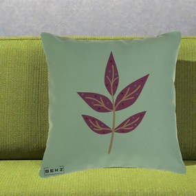 Perna Decorativa Ramura Botanica Mov, 40x40 cm, Verde, Husa Detasabila, Perna Inclusa, BEKZ®