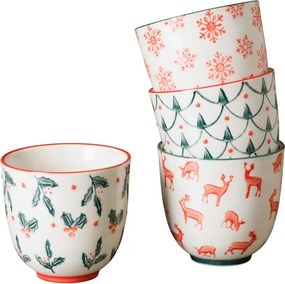 Set 4 cani din ceramica, cu motive de iarna, Givra