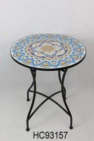 Scaun de exterior din metal, cu design mozaic ceramic, Stil Mediteraneean, "Tesera"
