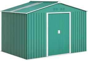 Outsunny Șopron pentru Unelte cu Acoperiș Înclinat și Uși Glisante Duble, 277x195x192 cm, Verde Închis | Aosom Romania