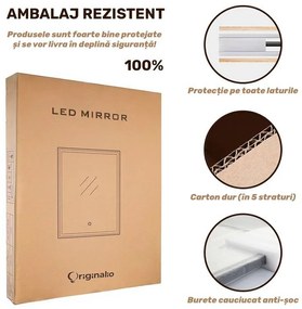 Oglindă LED Rotundă (Diametru 90 cm), 3 Moduri Iluminare (Lumină Rece, Naturală, Caldă), Intensitate Reglabilă, Funcție Dezaburire, Control Tactil (Touch)