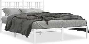vidaXL Cadru de pat metalic cu tăblie, alb, 140x200 cm