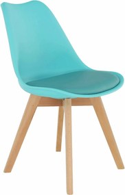 Scaun BALI NEW, mentol/fag, piele ecologica/plastic/lemn, 48x56x81 cm