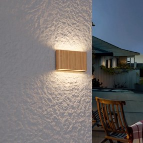 Lampă scandinavă de perete pentru exterior cu imprimeu de lemn 17,5 cm, inclusiv LED IP65 - Batt