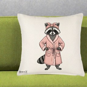 Perna Decorativa Albinuta Kawaii Vesela, 40x40 cm, Crem Reliefat, Husa Detasabila, Perna Inclusa, BEKZ®