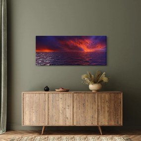 Tablou cu mare și păsări (120x50 cm)