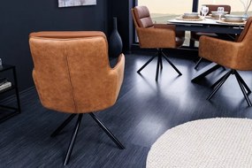 Set 2 scaune pivotante pivotant Big George, microfibra/ piele coniac