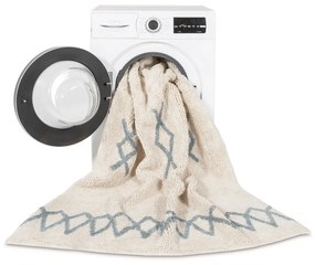 Covor albastru/crem lavabil/țesut manual din bumbac 120x160 cm Atlas Natural – Lorena Canals