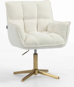 HR560CROSS Scaun Crem din Boucle cu Bază Aurie