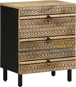 vidaXL Dulap de pat, negru, 50x33x62 cm, lemn masiv de mango brut