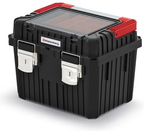 Cutie pentru scule cu mâner metalic și încuietori 44,5 x 36 x 33,7 cm, cu organizator, negru