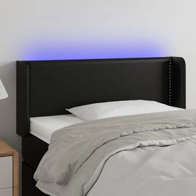 3123168 vidaXL Tăblie de pat cu LED, negru, 83x16x78/88 cm, piele ecologică