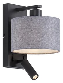 Aplică modernă neagră cu formă rotundă gri și lampă de citit - Puglia