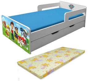 Pat pentru Copii 2-12 Ani Paw Patrol P2L Cu Sertar, Saltea Light Si Paravane Detasabile Pc-p-p2l-bas-paw-srt-80